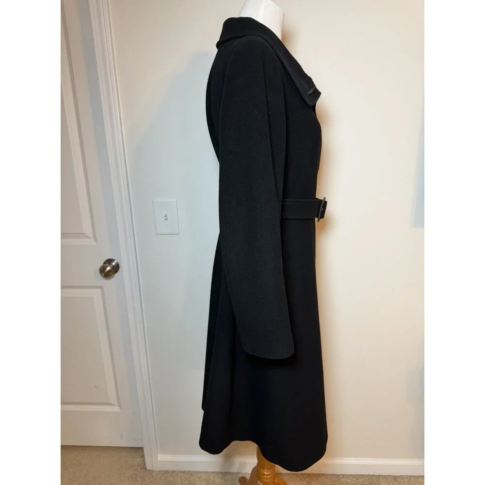 Vintage Burberry London Trench Coat US Size 10 Black Wool Cashmere Made In Italy